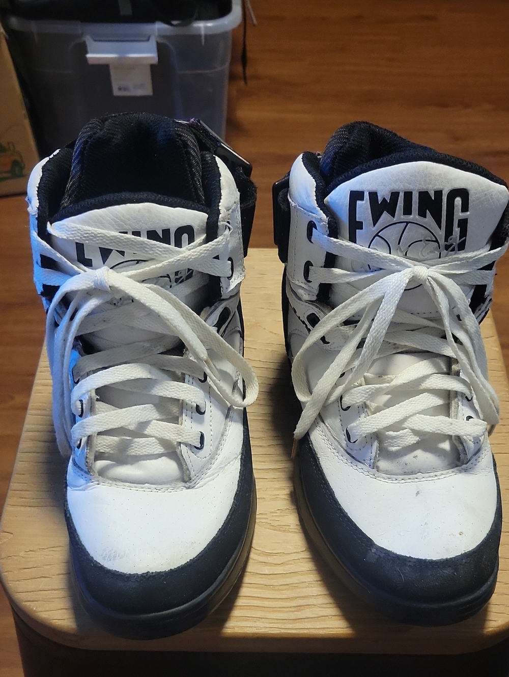 EWING Kids' High-Top Sneakers in White and Black
